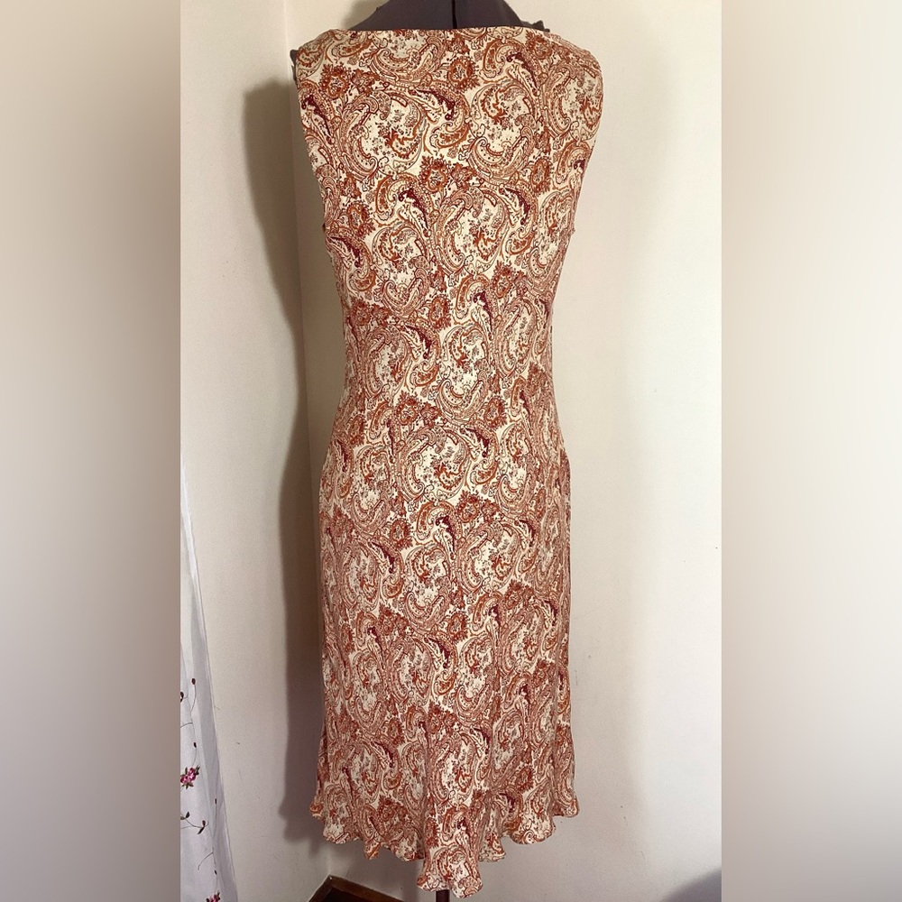 Vintage Y2K Silk Slip Dress Size 12 Cowl Neck Drape Romantic Fairycore Paisley - Picture 4 of 14